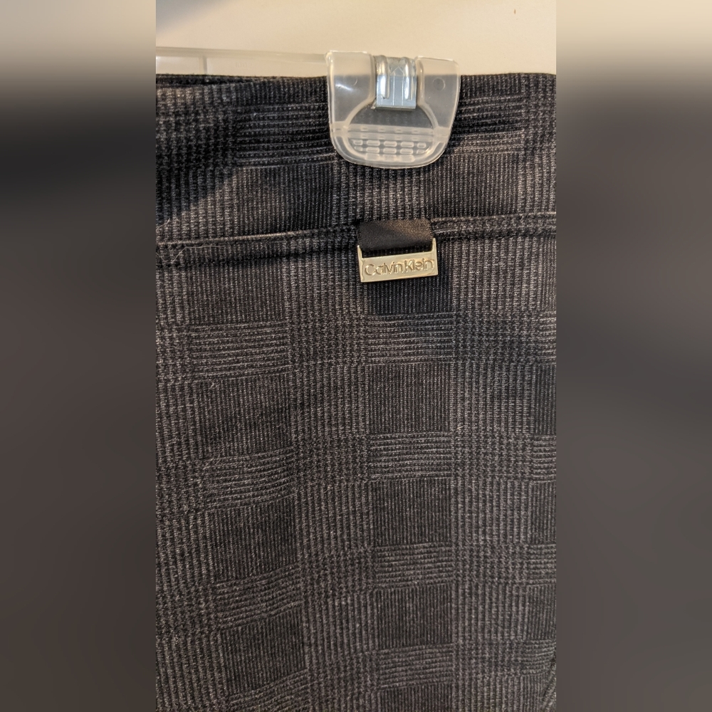 Calvin Klein gray check dress pants small pull on leggings